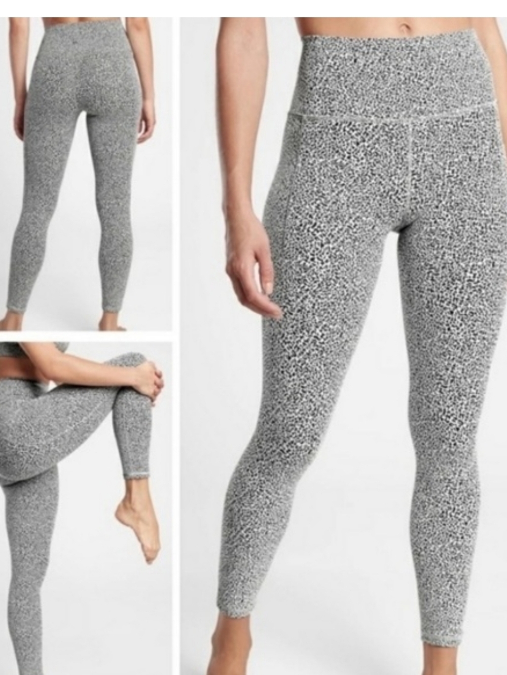 Athleta Gray Micro Cheetah High-Rise 7/8 Leggings